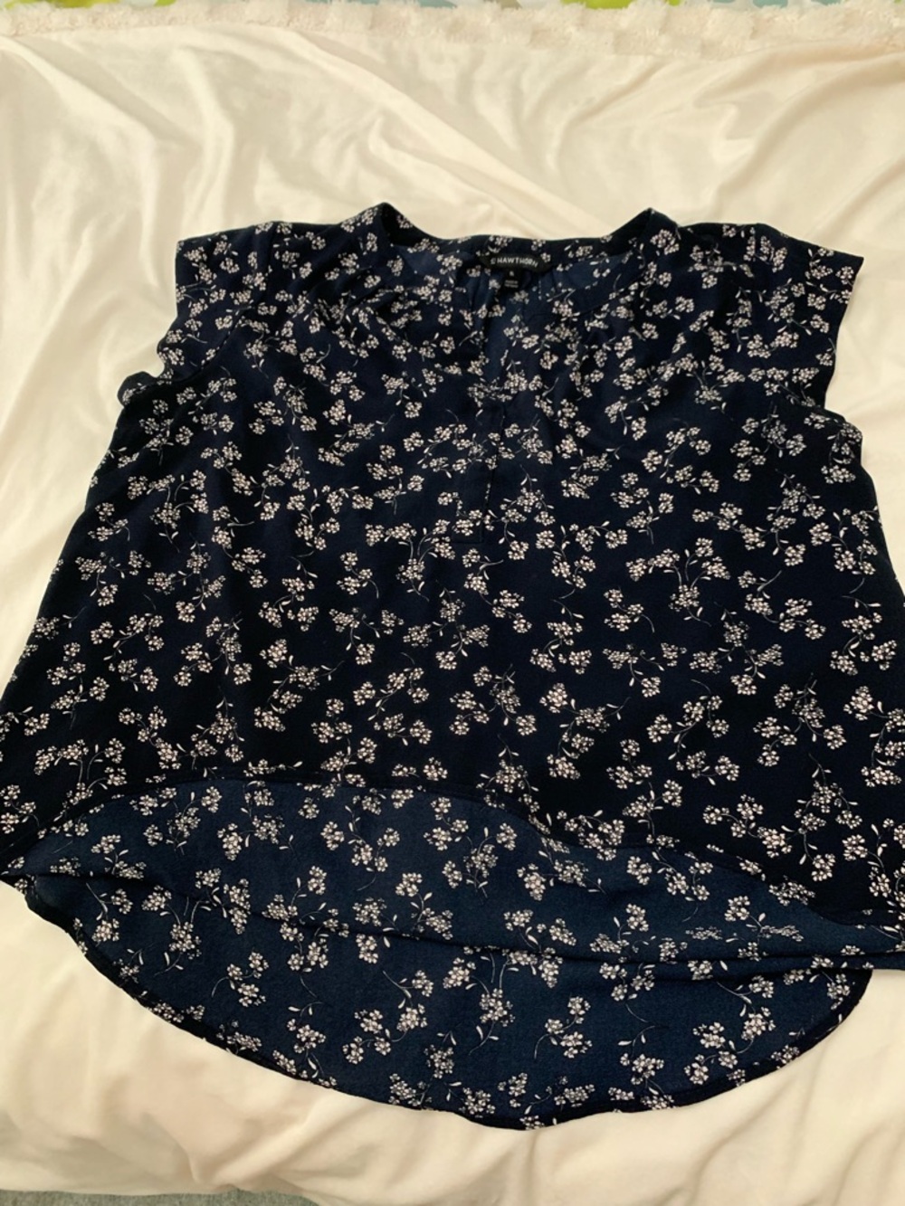 41 Hawthorn Navy Floral Cap-Sleeve Blouse